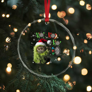 Funny Cat Throwing Dart Ho Ho Ho Crystal Glass Ornament Christmas Gift For Dart Player TS12 Print Your Wear