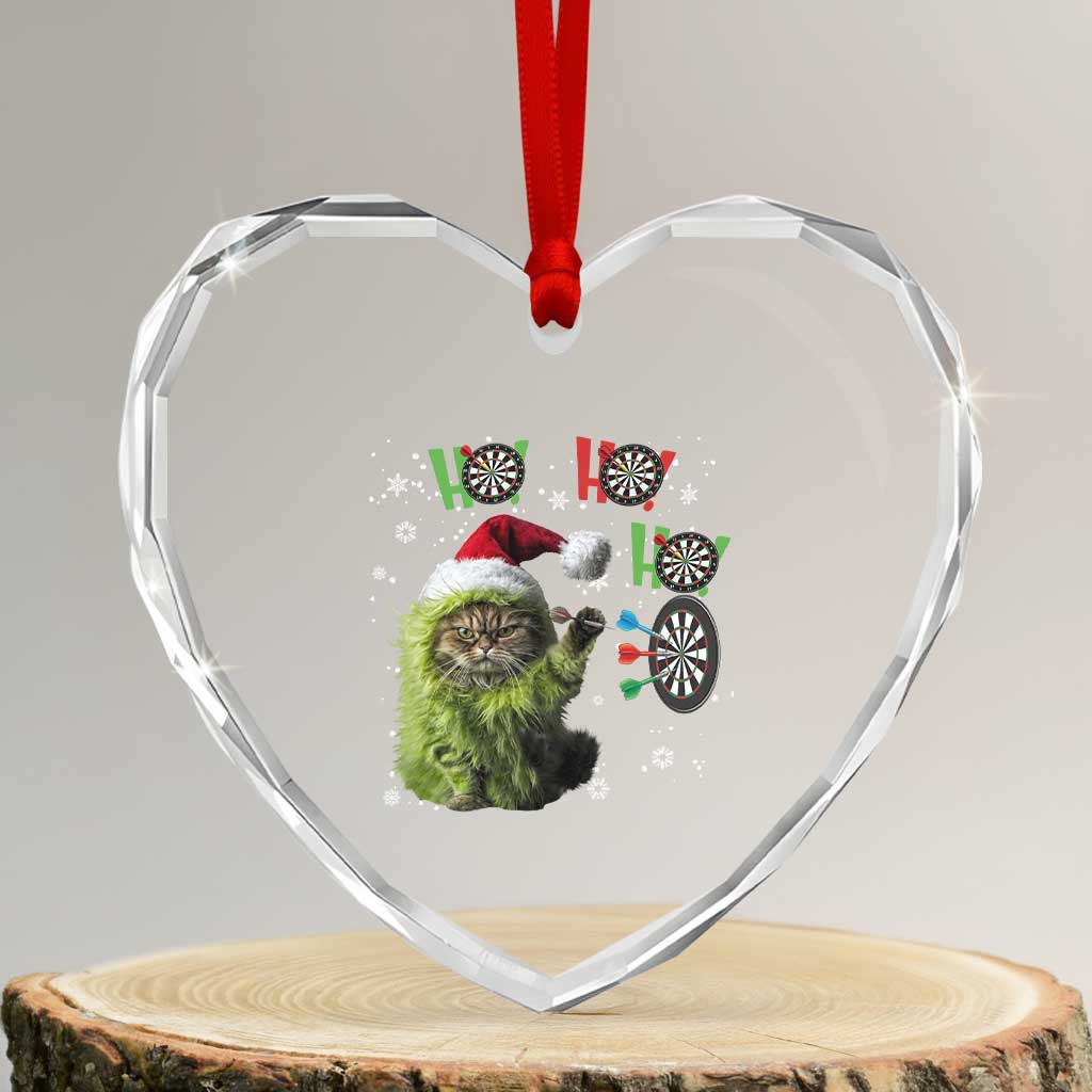 Funny Cat Throwing Dart Ho Ho Ho Heart Crystal Glass Ornament Christmas Gift For Dart Player TS12 Transparent Glass 3'' Heart Print Your Wear