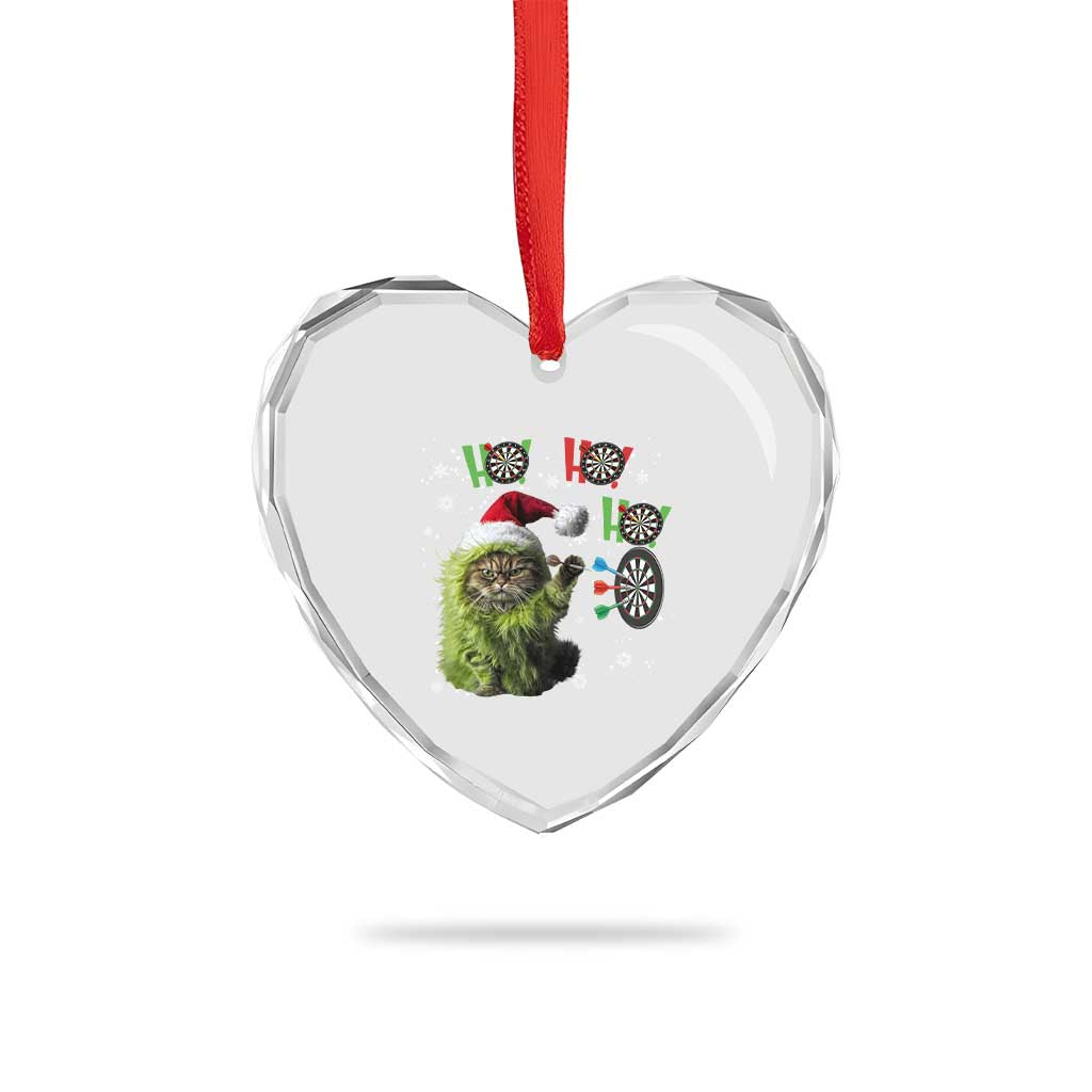 Funny Cat Throwing Dart Ho Ho Ho Heart Crystal Glass Ornament Christmas Gift For Dart Player TS12 Print Your Wear