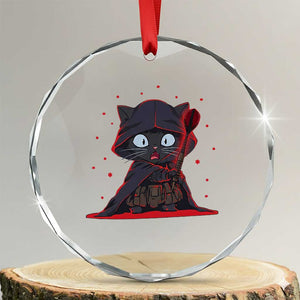 Funny Cat Vader Kitten Playing Darts Crystal Glass Ornament Space Scifi Dartist Gift TS12 Transparent Glass 3'' Circle Print Your Wear