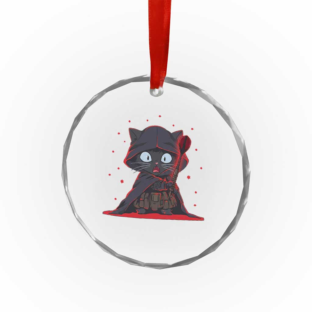 Funny Cat Vader Kitten Playing Darts Crystal Glass Ornament Space Scifi Dartist Gift TS12 Print Your Wear