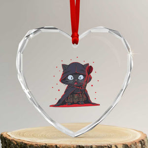 Funny Cat Vader Kitten Playing Darts Heart Crystal Glass Ornament Space Scifi Dartist Gift TS12 Transparent Glass 3'' Heart Print Your Wear