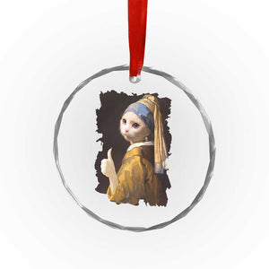 Funny Cat With A Pearl Earring Parody Art Crystal Glass Ornament TS12 Print Your Wear