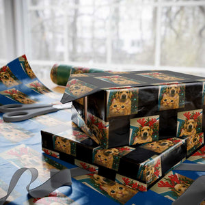 Funny Cat With Dog Selfie Christmas Wrapping Paper Roll Pet Lover Xmas Gift TS14 Black Print Your Wear