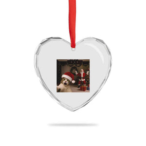 Funny Cat With Santa Selfie Christmas Heart Crystal Glass Ornament TS14 Print Your Wear