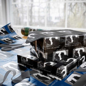 Funny Cat Wrapping Paper Roll I Do Not Think Therefore I Do Not Am Goth Emo Grunge Witchy TS10 Black Print Your Wear