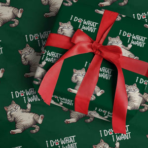 Funny Cat Wrapping Paper Roll I Do What I Want TS12 Green Print Your Wear