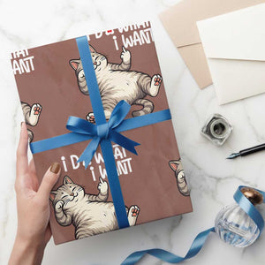 Funny Cat Wrapping Paper Roll I Do What I Want TS12 Mocha Print Your Wear