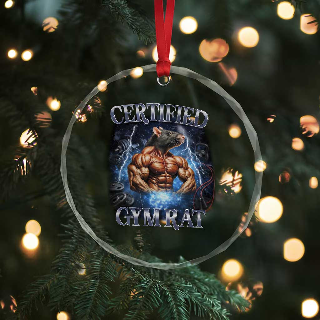 Funny Certified Gym Rat Crystal Glass Ornament Fitness Bodybuilding Gym Lovers Meme TS11 Print Your Wear