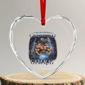 Funny Certified Gym Rat Heart Crystal Glass Ornament Fitness Bodybuilding Gym Lovers Meme TS11 Transparent Glass 3'' Heart Print Your Wear