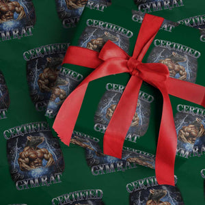 Funny Certified Gym Rat Wrapping Paper Roll Fitness Bodybuilding Gym Lovers Meme TS11 Green Print Your Wear