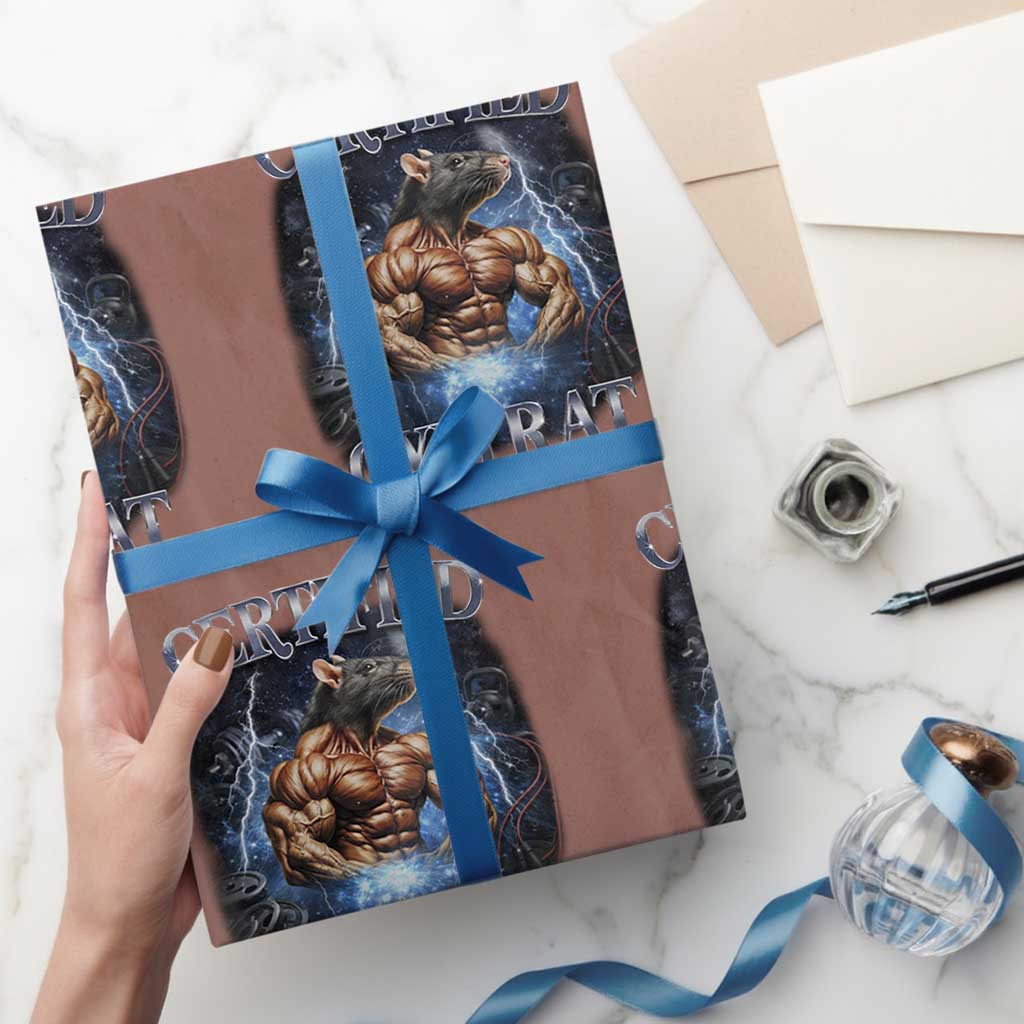 Funny Certified Gym Rat Wrapping Paper Roll Fitness Bodybuilding Gym Lovers Meme TS11 Mocha Print Your Wear