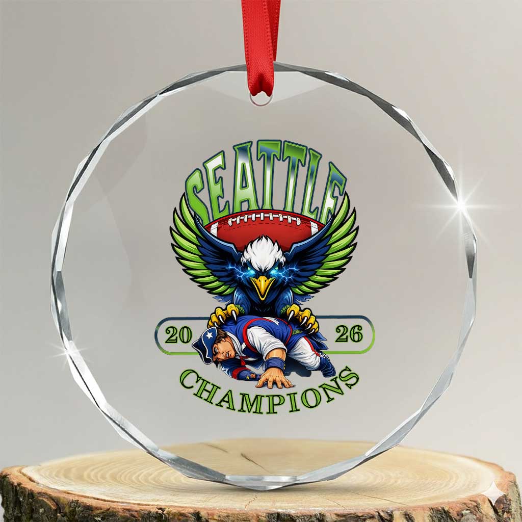 Funny Champion Seattle Dominates New England Crystal Glass Ornament 12s Fan Pride TS12 Transparent Glass 3'' Circle Print Your Wear