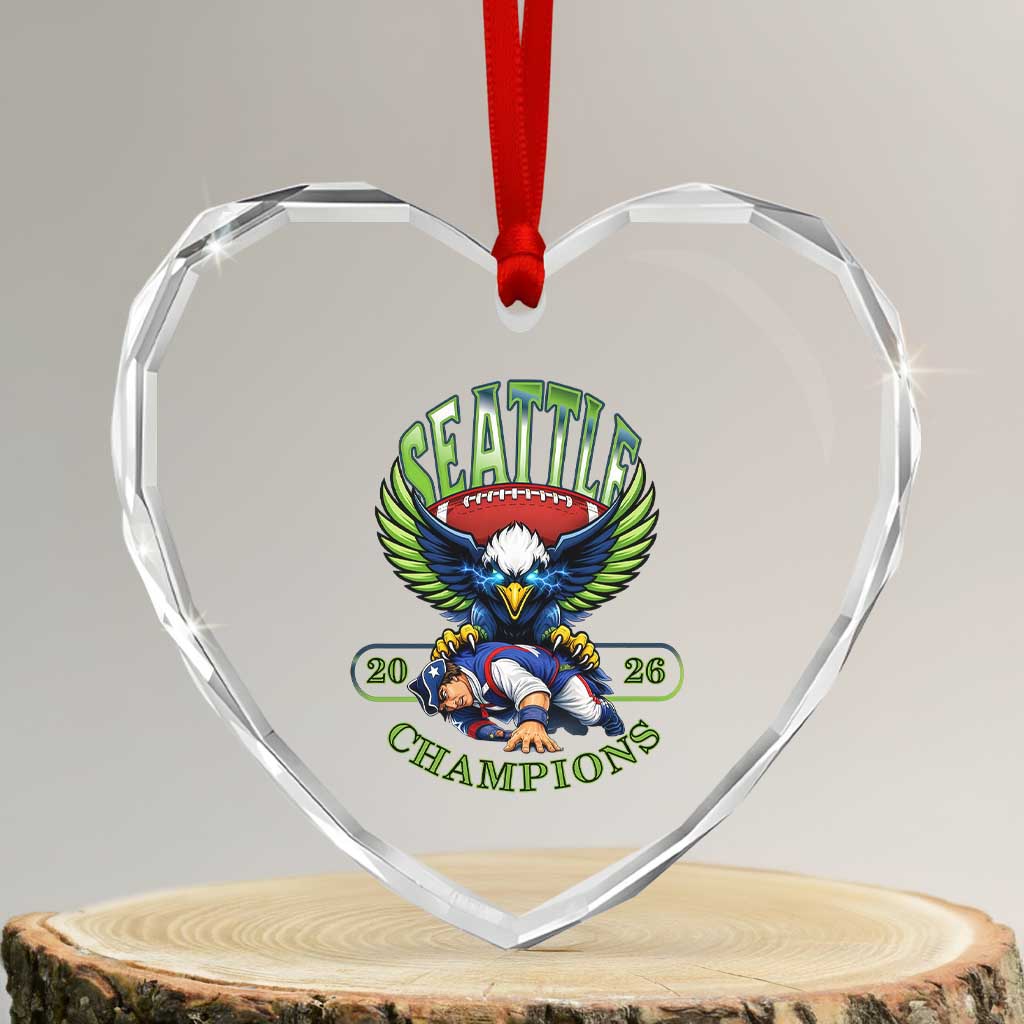 Funny Champion Seattle Dominates New England Heart Crystal Glass Ornament 12s Fan Pride TS12 Transparent Glass 3'' Heart Print Your Wear