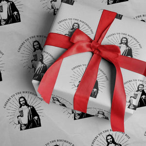 Funny Cheers To The Birthday Boy Wrapping Paper Roll Christmas Christian Faith TS11 White Print Your Wear