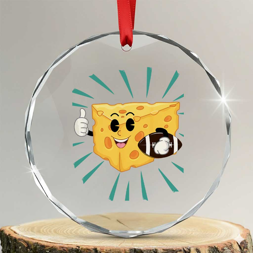 Funny Cheese Head Football Player Sports Gift Idea Crystal Glass Ornament TS12 Transparent Glass 3'' Circle Print Your Wear