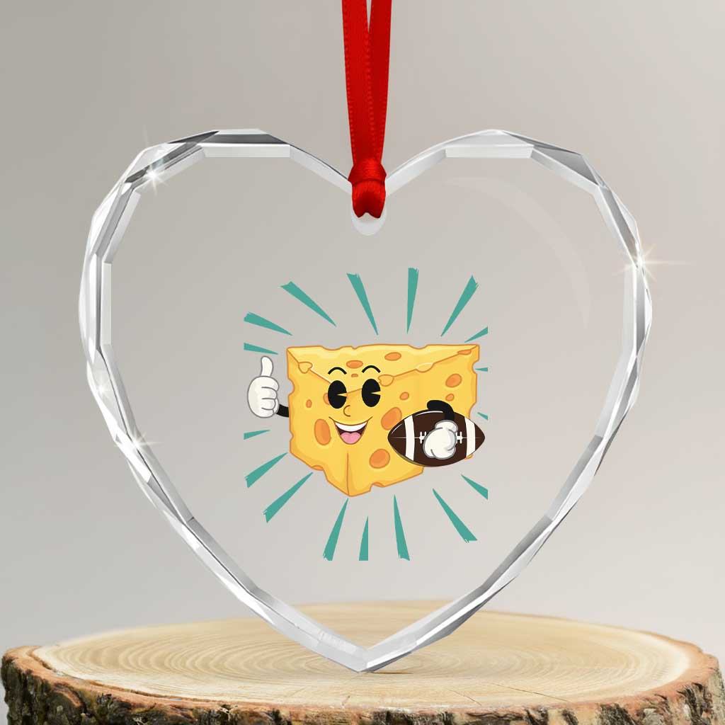 Funny Chz Head Football Player Sports Gift Idea Heart Crystal Glass Ornament TS12 Transparent Glass 3'' Heart Print Your Wear