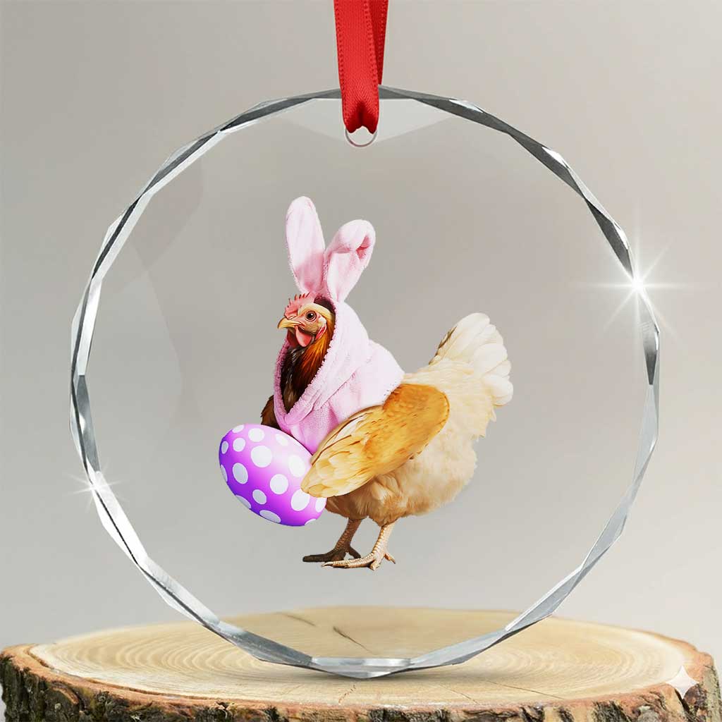 Funny Chicken Bunny Crystal Glass Ornament Happy Easter Eggs Farm TS02 Transparent Glass 3'' Circle Print Your Wear