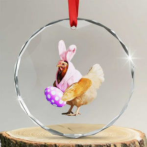 Funny Chicken Bunny Crystal Glass Ornament Happy Easter Eggs Farm TS02 Transparent Glass 3'' Circle Print Your Wear