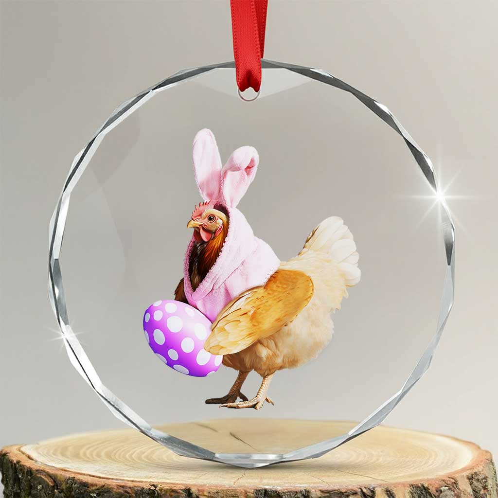 Funny Chicken Bunny Crystal Glass Ornament Happy Easter Eggs Farm TS02 Transparent Glass 3'' Circle Print Your Wear