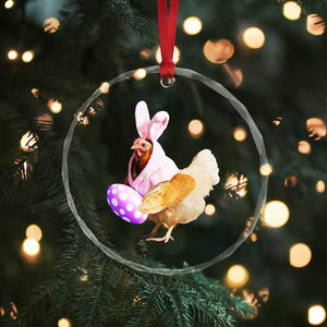 Funny Chicken Bunny Crystal Glass Ornament Happy Easter Eggs Farm TS02 Print Your Wear