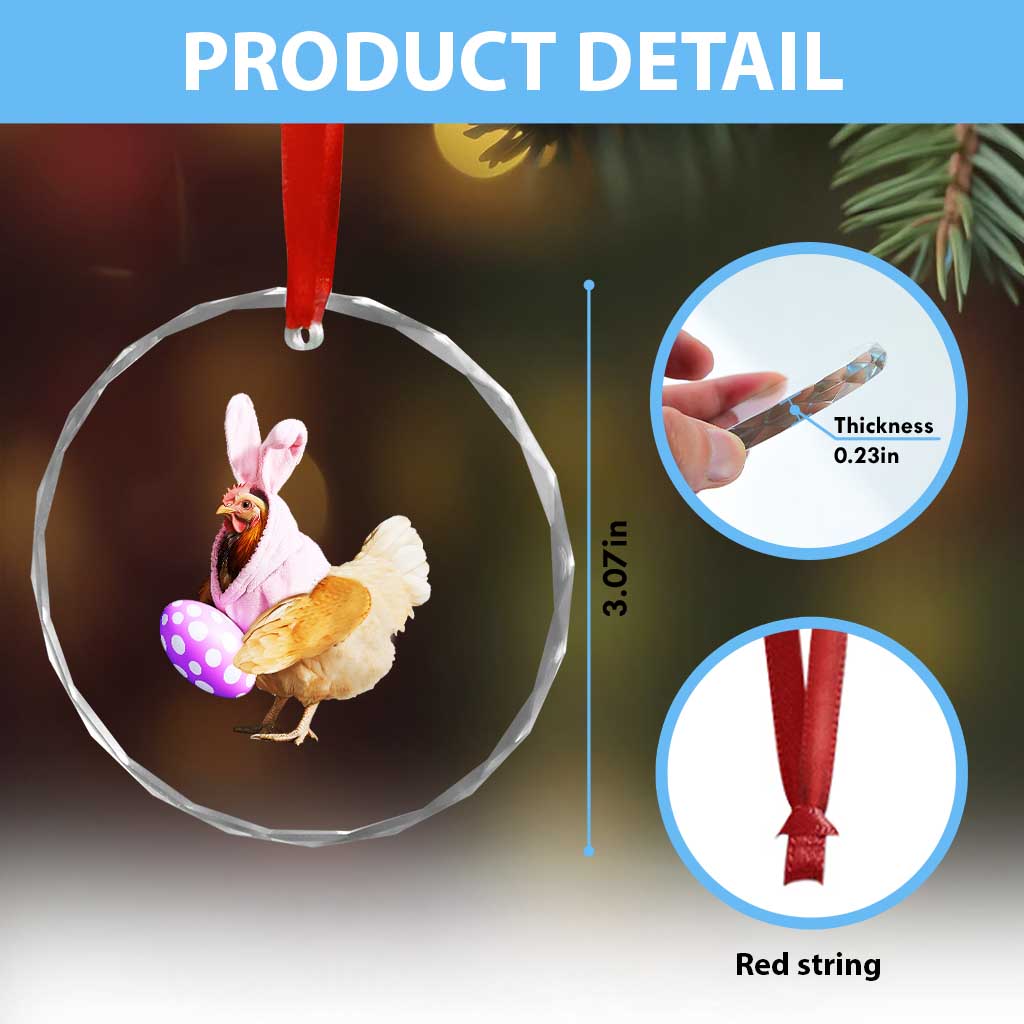 Funny Chicken Bunny Crystal Glass Ornament Happy Easter Eggs Farm TS02 Print Your Wear