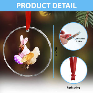 Funny Chicken Bunny Crystal Glass Ornament Happy Easter Eggs Farm TS02 Print Your Wear
