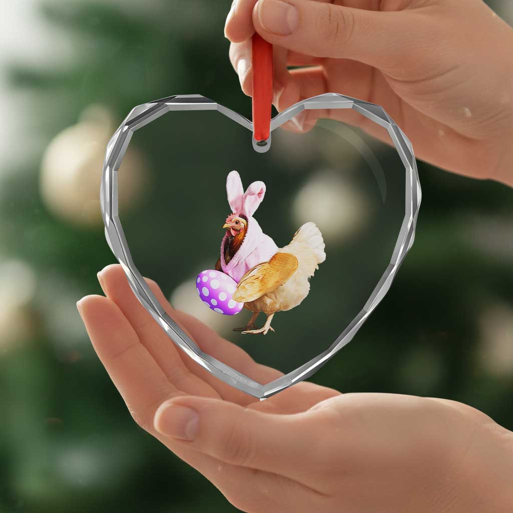 Funny Chicken Bunny Heart Crystal Glass Ornament Happy Easter Eggs Farm TS02 Print Your Wear