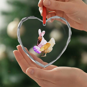 Funny Chicken Bunny Heart Crystal Glass Ornament Happy Easter Eggs Farm TS02 Print Your Wear