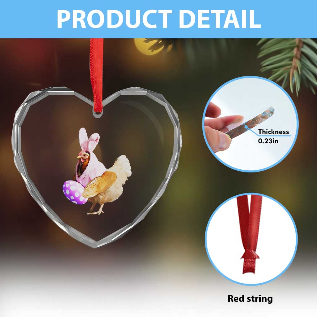 Funny Chicken Bunny Heart Crystal Glass Ornament Happy Easter Eggs Farm TS02 Print Your Wear