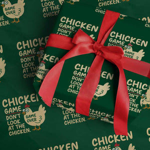 Funny Chicken Game Dont Look At The Chicken Wrapping Paper Roll TS10 Green Print Your Wear