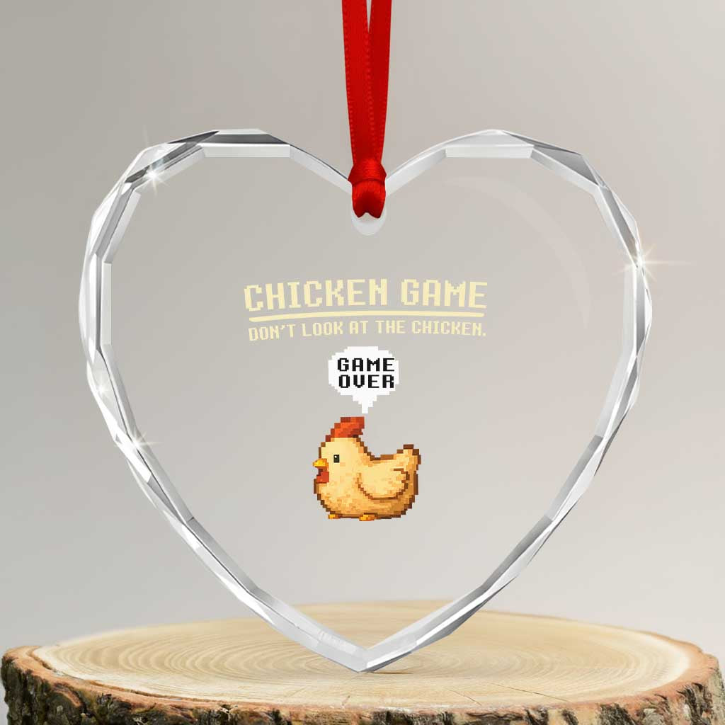 Funny Chicken Heart Crystal Glass Ornament Game Dont Look At The Chicken TS10 Transparent Glass 3'' Heart Print Your Wear
