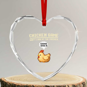 Funny Chicken Heart Crystal Glass Ornament Game Dont Look At The Chicken TS10 Transparent Glass 3'' Heart Print Your Wear