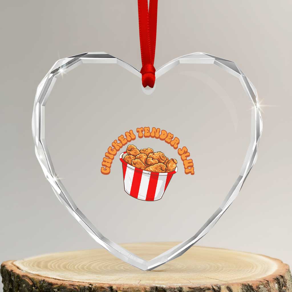 Funny Chicken Tender Slut Heart Crystal Glass Ornament Tendies Bucket TS02 Transparent Glass 3'' Heart Print Your Wear