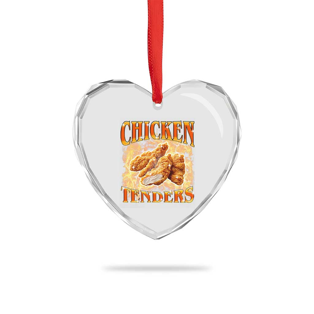 Funny Chicken Tenders Heart Crystal Glass Ornament Funny Foodie Vintage 90s Bootleg Rap TS10 Print Your Wear