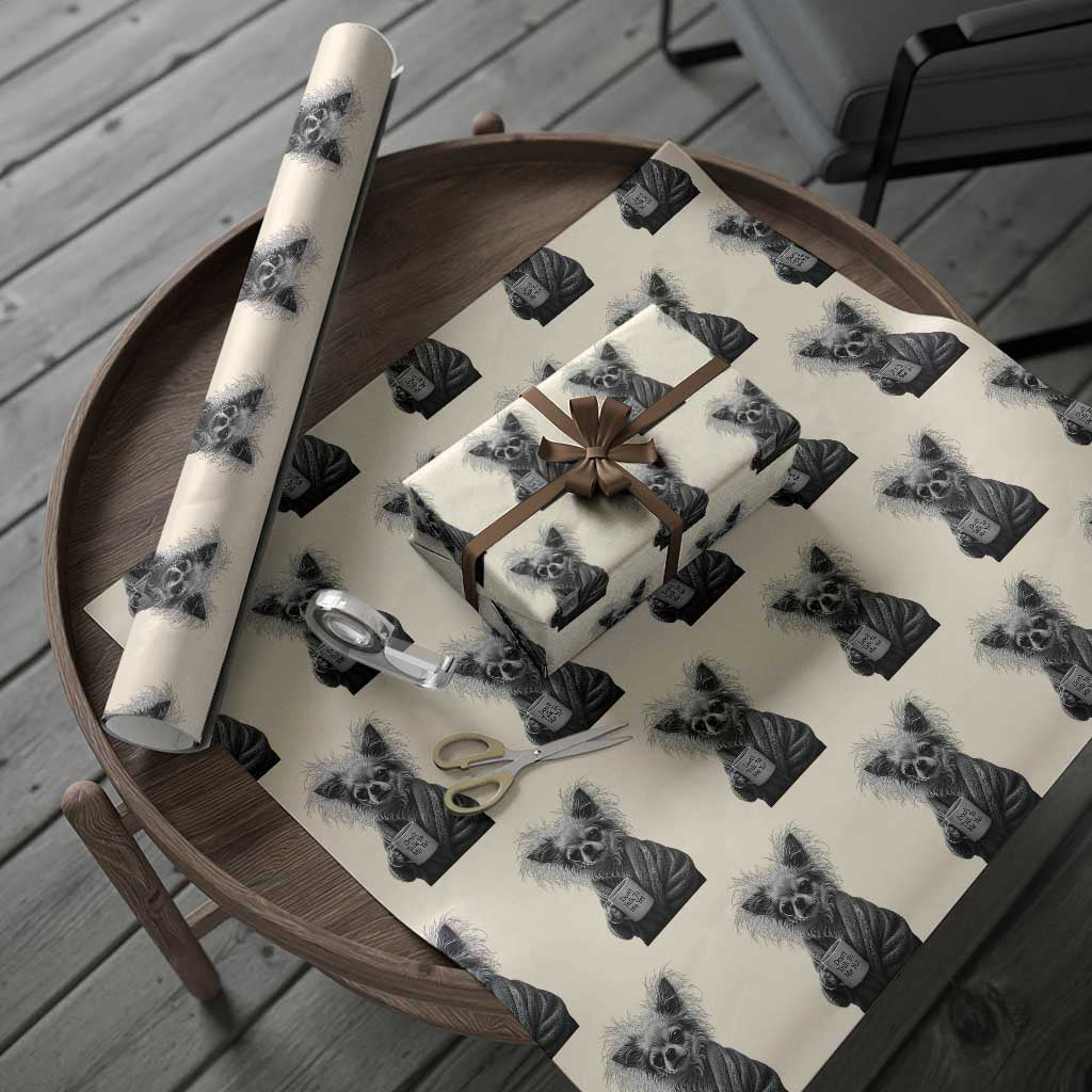 Funny Chihuahua Coffee Lover Wrapping Paper Roll Do Not Talk To Me Yet TS12 Beige Print Your Wear