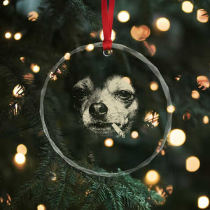 Funny Chihuahua Smoking Cigarette Meme Crystal Glass Ornament Gritty Ironic Dog Graphic for Dark Humor Lovers TS02 Print Your Wear
