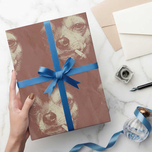 Funny Chihuahua Smoking Cigarette Meme Wrapping Paper Roll Gritty Ironic Dog Graphic for Dark Humor Lovers TS02 Mocha Print Your Wear