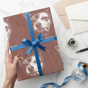 Funny Chihuahua Smoking Meme Wrapping Paper Roll I Got That Dog In Me TS12 Mocha Print Your Wear