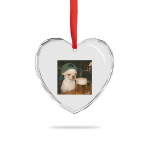 Funny Chihuahua St Patricks Day Meme Heart Crystal Glass Ornament Chihuahua Smoking Irish Beer Lover TS14 Print Your Wear
