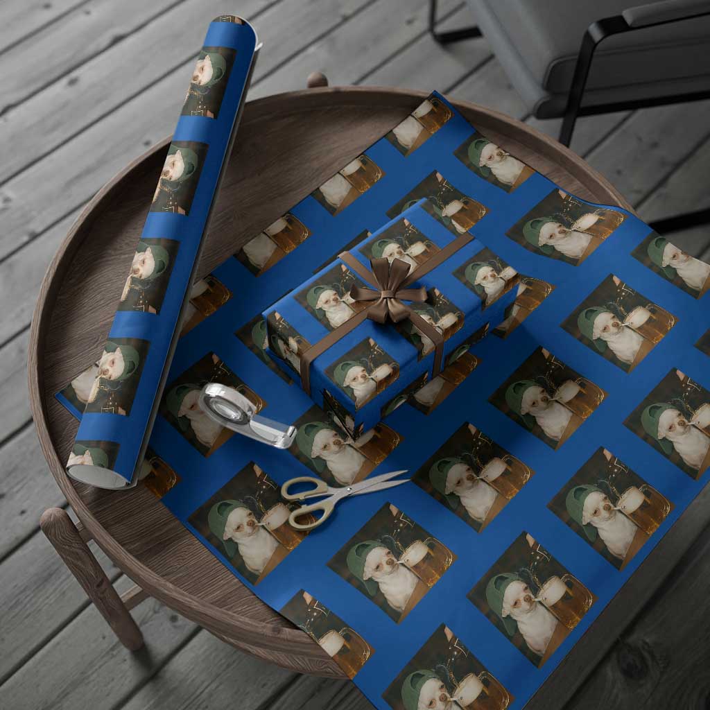 Funny Chihuahua St Patricks Day Meme Wrapping Paper Roll Chihuahua Smoking Irish Beer Lover TS14 Blue Print Your Wear