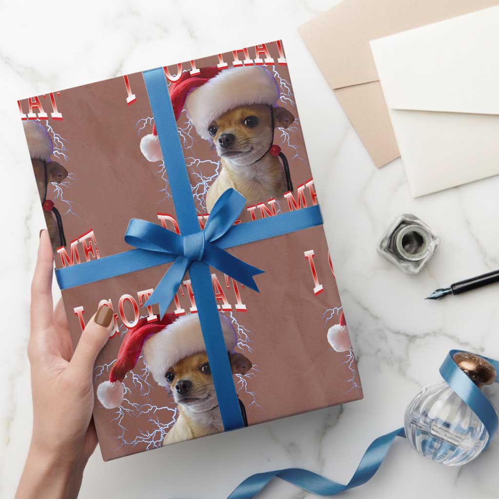 Funny Chihuahua Xmas Meme Wrapping Paper Roll I Got That Dawg In Me TS14 Mocha Print Your Wear