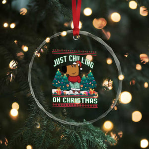 Funny Chillin Guy Just Chilling On Christmas Viral Meme Crystal Glass Ornament TS09 Print Your Wear