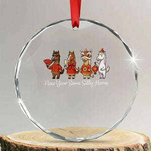 Funny Chinese New Year 2026 Crystal Glass Ornament New Year Same Silly Horse TS11 Transparent Glass 3'' Circle Print Your Wear