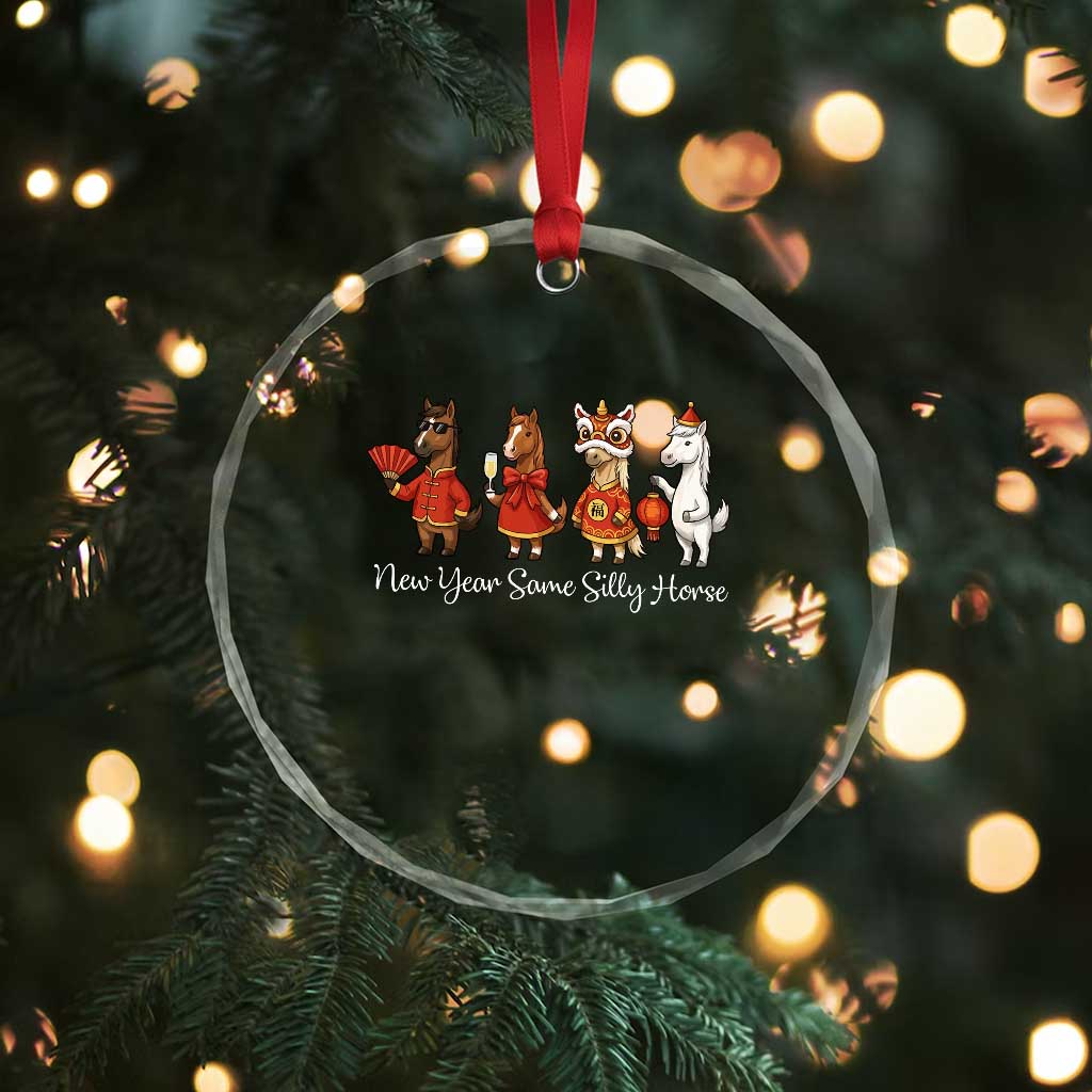 Funny Chinese New Year 2026 Crystal Glass Ornament New Year Same Silly Horse TS11 Print Your Wear