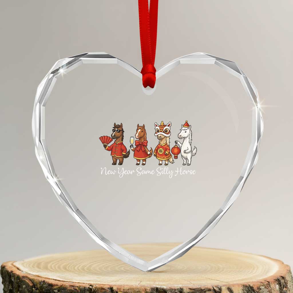 Funny Chinese New Year 2026 Heart Crystal Glass Ornament New Year Same Silly Horse TS11 Transparent Glass 3'' Heart Print Your Wear