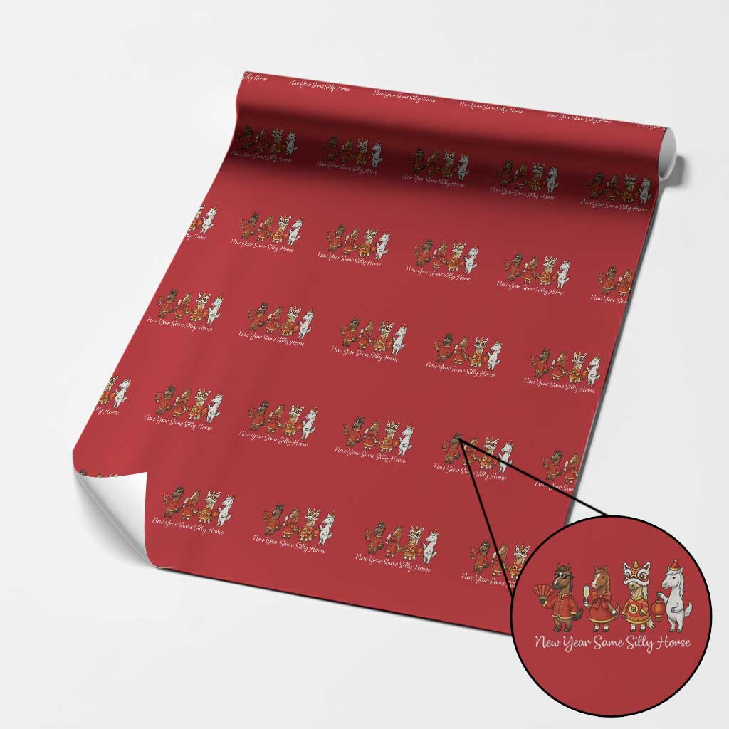 Funny Chinese New Year 2026 Wrapping Paper Roll New Year Same Silly Horse TS11 Red Print Your Wear