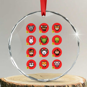 Funny Chinese New Year Zodiac Animals Crystal Glass Ornament TS11 Transparent Glass 3'' Circle Print Your Wear