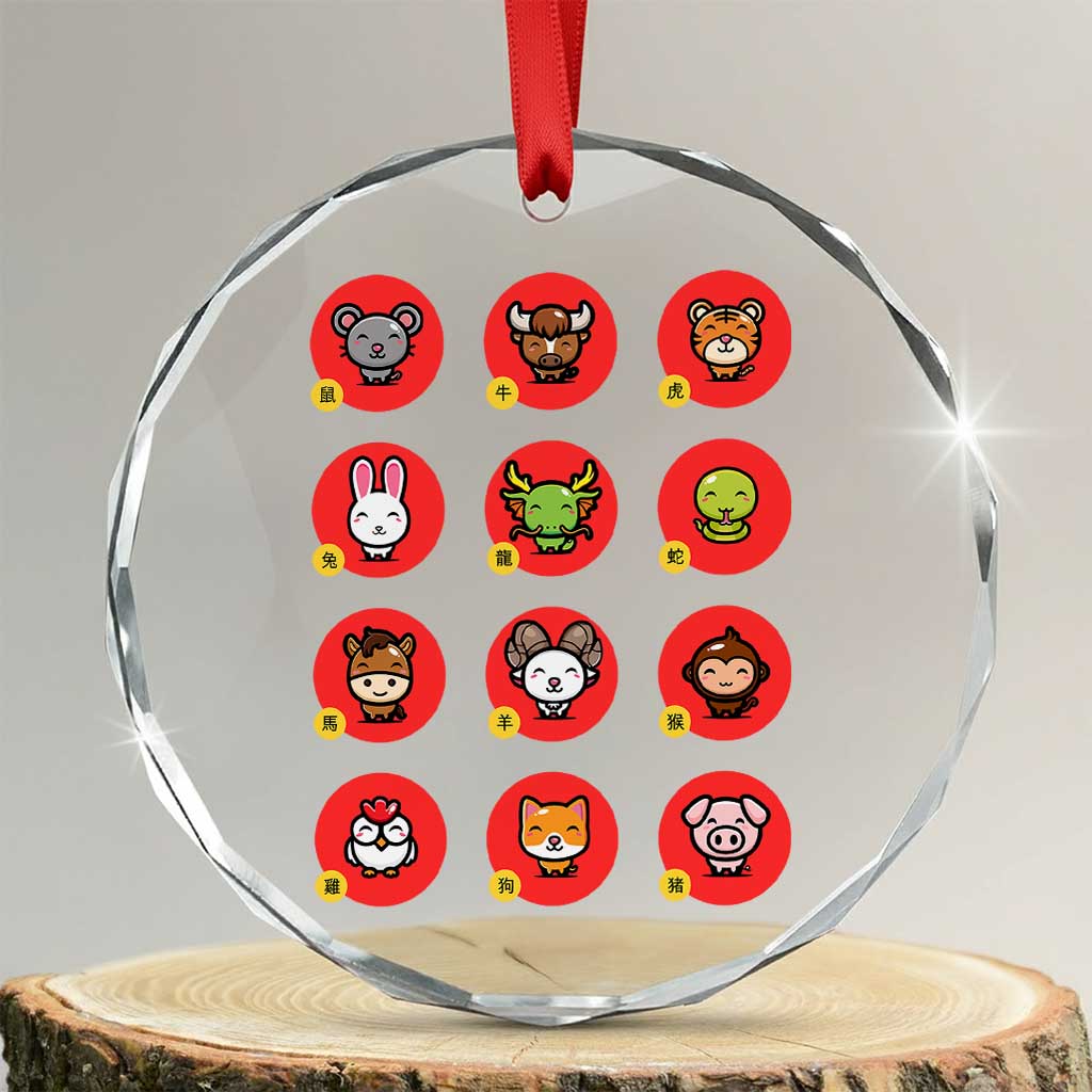 Funny Chinese New Year Zodiac Animals Crystal Glass Ornament TS11 Transparent Glass 3'' Circle Print Your Wear
