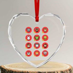 Funny Chinese New Year Zodiac Animals Heart Crystal Glass Ornament TS11 Transparent Glass 3'' Heart Print Your Wear